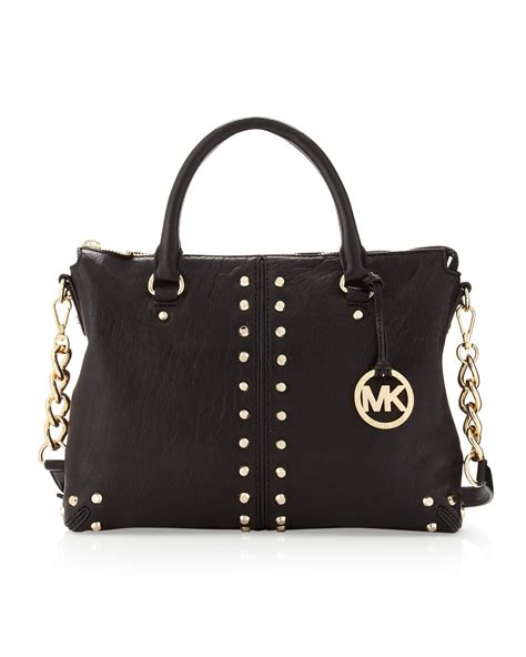 michael kors matte black purse|Michael Kors black studded handbag.